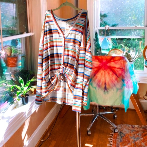 Mudd Tops - pastel spring striped henley⚡️